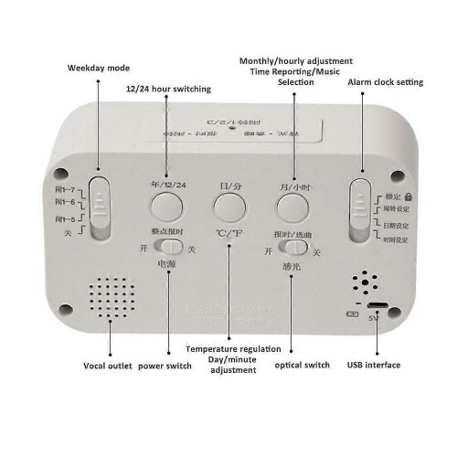 (black) New Digital LED Large Display Snooze Alarm Clock Night Light Thermometer 2