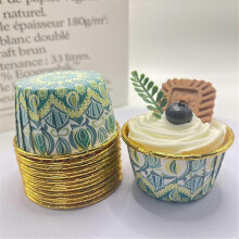 (color04) 50pcs Bohemian patterned Middle East single sided gold Mafen cup with rolled mouth, heat-resistant and thickened cake cup