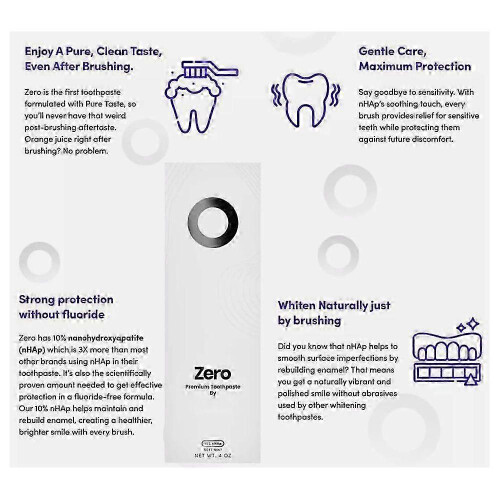(3pcs)1-3pcs Zero Toothpaste 10% Nano-Hydroxyapatite for Advanced Enamel Protection 2