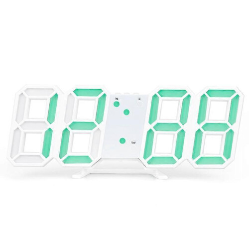 (Green) LED Night Wall Clock 3D Digital Alarm Watch Display Temperature Modern USB Gift~