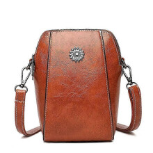 (Yellow) Elmyse Crossbody Bag Leather, Autumn Retro All-Match Vertical Cellphone Bag