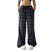 Damenhose im Y2K-Stil mit geradem Bein,-Blau und Gelb L