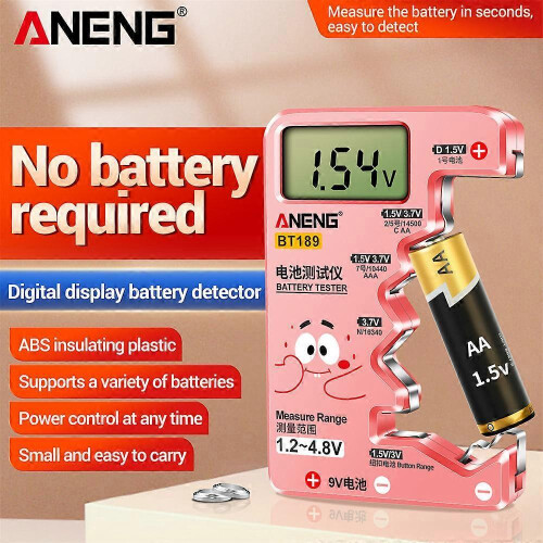 (pink) Bt-189 Batterikapacitet Tester Batteritester Bt189 1