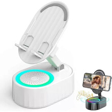 (White) Wireless Induction Audio Bluetooth Speaker 5 in 1 Phone Holder