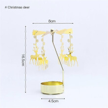 (E) Gold Candlesticks Rotating Romantic Rotation Spinning Carrousel Tea Light Candle Holder Dinner Wedding Bar Party