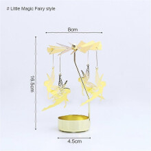 (C) Gold Candlesticks Rotating Romantic Rotation Spinning Carrousel Tea Light Candle Holder Dinner Wedding Bar Party
