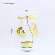 (F) Gold Candlesticks Rotating Romantic Rotation Spinning Carrousel Tea Light Candle Holder Dinner Wedding Bar Party