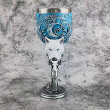 (Wolf) Medieval 3D Embossed Dragon Goblet Stainless Steel Resin Beer Wine Goblet Novelty Gothic Cup Chalice Home Bar Party Supplies