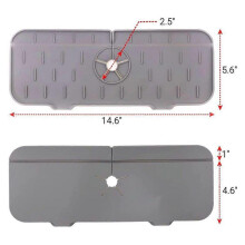 (gray) 2pcs Silicone Faucet Mat Kitchen Protector Faucet Absorbent Mat Sink Splash Guard