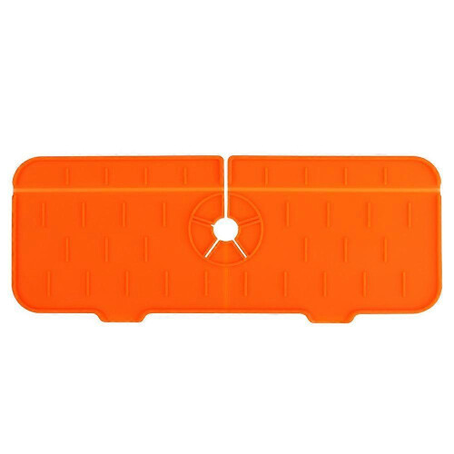 (orange)2pcs Silicone Faucet Mat Kitchen Protector Faucet Absorbent Mat Sink Splash Guard