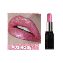 (ROSE) 6 Color Glitter Lipstick Flash Lasting Easy Color Diamond Lipstick Waterproof Moisturizing Metallic Pearlescent Sexy Lips Makeup
