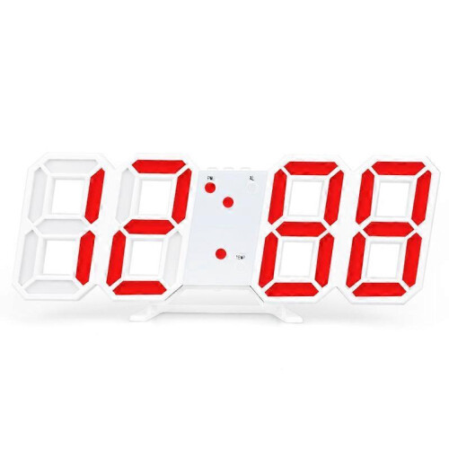(Red) LED Night Wall Clock 3D Digital Alarm Watch Display Temperature Modern USB Gift~