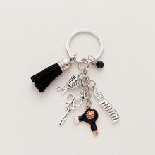 (Style07) Cute Hairdresser Hair Brush Scissor Key Ring Keyring Keychain Gift Idea
