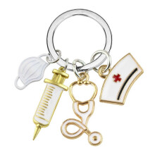 (Style02) Cute Hairdresser Hair Brush Scissor Key Ring Keyring Keychain Gift Idea