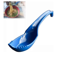 (blue) Food Grade Plastic Ramen Spoon, 2 In1 Ramen Noodle Soup Spoon with Fork