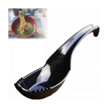(black) Food Grade Plastic Ramen Spoon, 2 In1 Ramen Noodle Soup Spoon with Fork