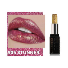(STUNNER) 6 Color Glitter Lipstick Flash Lasting Easy Color Diamond Lipstick Waterproof Moisturizing Metallic Pearlescent Sexy Lips Makeup