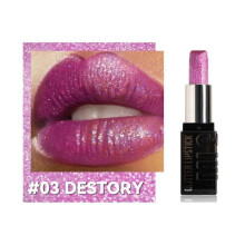 (DESTORY) 6 Color Glitter Lipstick Flash Lasting Easy Color Diamond Lipstick Waterproof Moisturizing Metallic Pearlescent Sexy Lips Makeup