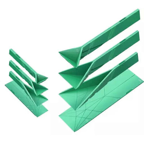 (L, green) Polygons Flat 3-in-1 Measuring Spoons - 2 Spoons with 6 Different Sizes