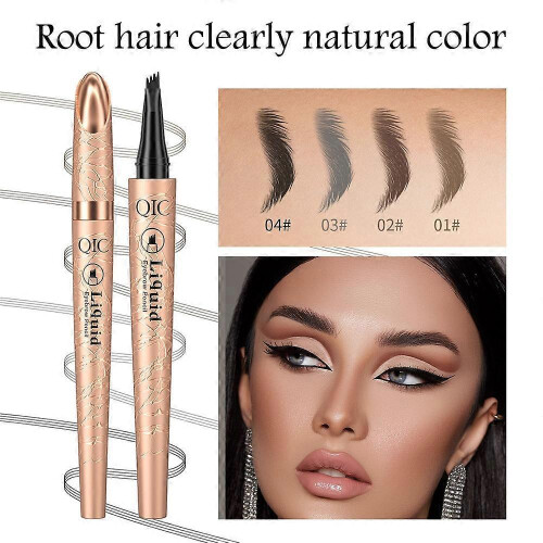 (01) Microblading Tattoo Eyebrow 3D liquid Ink Pen waterproof 4 fork pencil brow UK 2