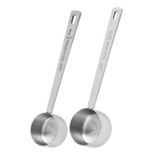 Professionele koffielepelset, roestvrijstalen maatlepels, voedselveilig, lange handvatten, elegant ontwerp voor koffie, thee, suiker, bloem, 2 stuks