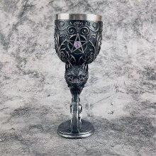(Cat) Medieval 3D Embossed Dragon Goblet Stainless Steel Resin Beer Wine Goblet Novelty Gothic Cup Chalice Home Bar Party Supplies
