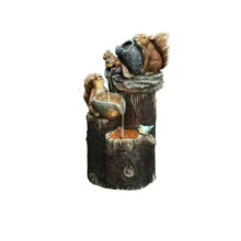 (Squirrel) Solar Power Duck Family Garden Water Feature Fountain Duck Statue Landscap Decor
