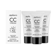 (3pcs)1-3pcs Skin Tone Adjusting CC Cream SPF 43 UVA/UVB, Colour Correcting Self Adjusting Make up Base & Foundation for Mature Skin