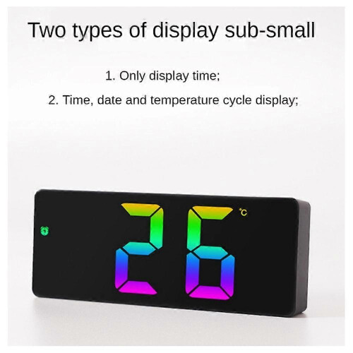 (color08) 6.5" Digital LED Alarm Clock Snooze Display Temperature Time Desk Large Mirror 2
