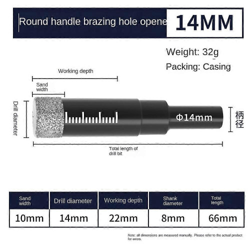 (14mm) Black Diamond Drill Bits Set Compatible Granite Ceramic 5/6/8/10/12/14/16mm