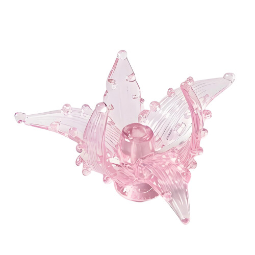 Clear Glass Flower Sculpture With Double Purpose As-Pink