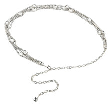 Elegante mehrschichtige Strass-Metall-Taillenkette für