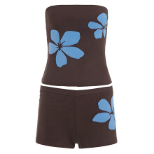Stilvolles Sommer-Outfit, ärmellose Bluse und Shorts aus-L