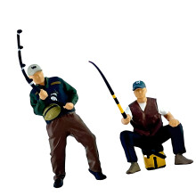 Artistic Tiny Fishing Model Durable Resin Small Statue-1083 Set