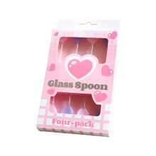 4Pieces Bright Glass Stirring Spoons Long Handle Ideal-BJ01540