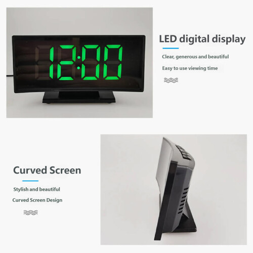Digital Clock With Adjustable Brightness 12 24 Hour-White 2