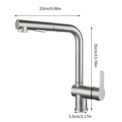 Sink Basin Faucet Pull Out Kitchen-Brushed Without piping 2