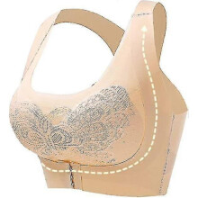 (Size XXL, Skin color) Ladies Seamless Beauty Back Underwear No Steel Ring Sports Bra Sexy Push Up Comfortable Underwear Thin Sports Bra - PJ