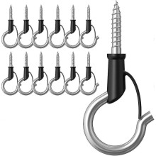 12pcs Stainless Steel Q-Hooks, Indoor and Outdoor Hooks, Home Christmas Light Hooks with Screws - PR