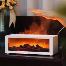 (no essential oil, white) My Mini Fireplace Diffuser for Essential Oils,Flame Aroma Humidifier with Remote