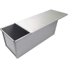 Pullman Loaf Pan with Lid, 1.65lb Dough Capacity Non-stick Rectangle Flat Toast Box -silver (750g) - DD