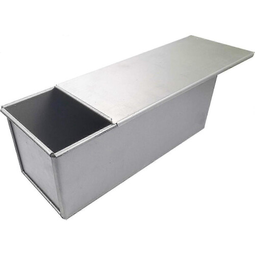 Pullman Loaf Pan with Lid, 1.65lb Dough Capacity Non-stick Rectangle Flat Toast Box -silver (750g) - DD