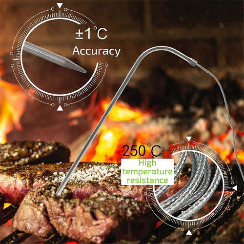 (2pcs) Remote Kitchen Digital Cooking Thermometer Probe Meat Food Temperature w/Timer 1