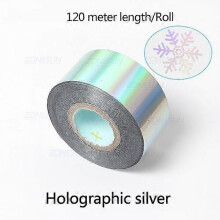 (Holographic Sliver, 5cm) ZONESUN 3-5cm Gold/Silver/Black Foil Paper Rolls for Leather Gilding & Hot Stamping