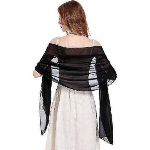 (Black) Elegante Abendkleider mit weichen Chiffon-Schals für Brautmode