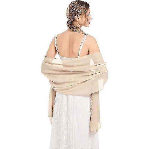 (Champagne) Elegante Abendkleider mit weichen Chiffon-Schals für Brautmode