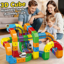 (51pcs Cubes) Magnetische Anti-Schwerkraft-Zuganlage, elektrische Rennstrecke zum Selbstbauen, STEM-Bausatz