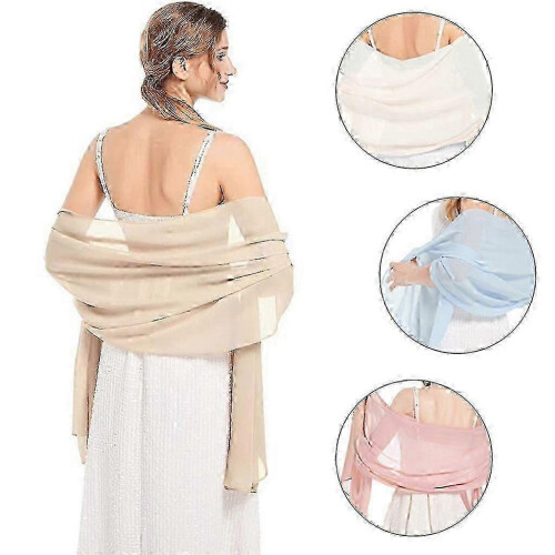 (Champagne) Elegante Abendkleider mit weichen Chiffon-Schals für Brautmode 2