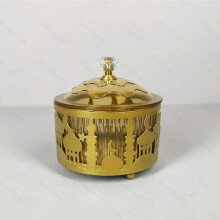 (Gold) Food Serving Tray Metal Eid Mubarak Gift Boxes Ramadan Plate Dried Fruit