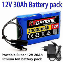 (Batteryx1 Chargerx1) New Portable Super 12v 30000mah Rechargeable Lithium Ion Battery Pack Capacity Dc 12.6v 30ah Cctv Camera Monitor + Charger - DD